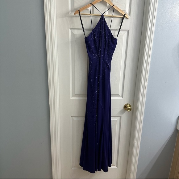 Vintage Dress Long Formal Prom Purple Beaded Halter Whimsigoth Size 8 Small - Picture 2 of 6